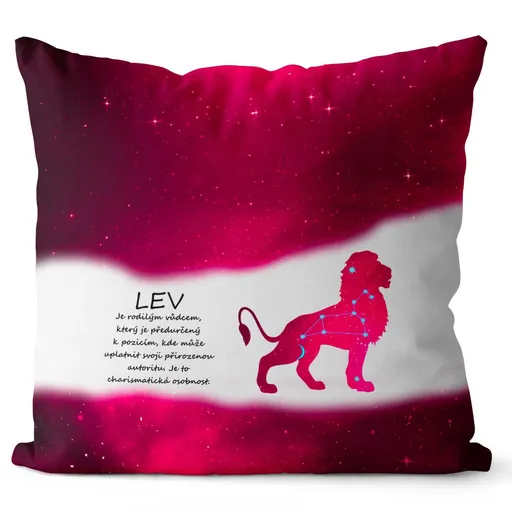 Polštář Lev (23.7. - 22.8.) - červený (Velikost: 40 x 40 cm)