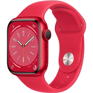 Apple Watch Series 8 41mm Cellular Červený hliník s červeným sportovním řemínkem (MNJ23CS/A)