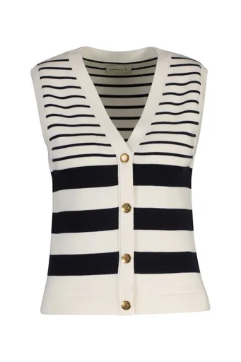 VESTA GANT STRIPED KNIT VEST EGGSHELL
