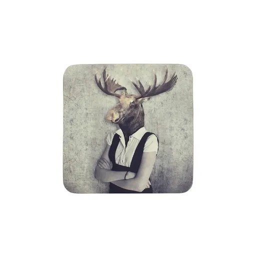 Podtácek s dámou s hlavou losa ( 6ks ) - 10*10*0,4cm Mars & More