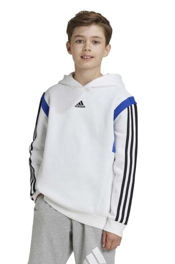 Dětská mikina adidas B HD CB bílá barva, s kapucí, vzorovaná, JE0321