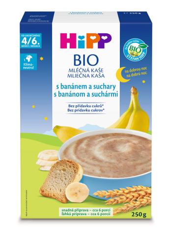 HiPP BIO Kaše mléčná na dobrou noc s banánem a suchary od uk. 4.-6. měsíce, 250g