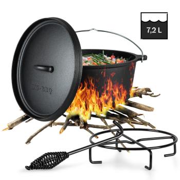 Klarstein Galloway, litinový hrnec, 9.0 barbecue hrnec, litina, nožičky, velikost L/7,2 l