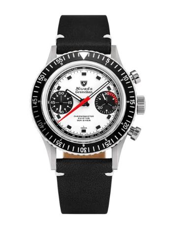 Nivada Grenchen Chronomaster Paul Newman - Inter. Bezel - Manual - Black Leather White Stitching