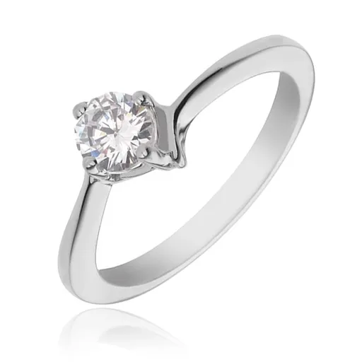 Prsten ze stříbra 925 - dvojitý čtvercový kotlík a čirý zirkon - Velikost: 49