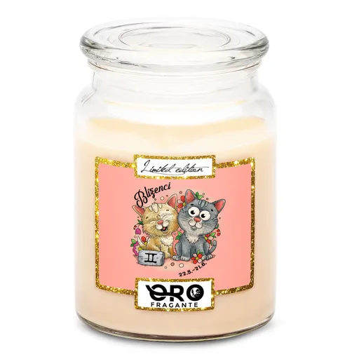 Svíčka Kočičí znamení – blíženci (Vůně svíčky: Vanilka)