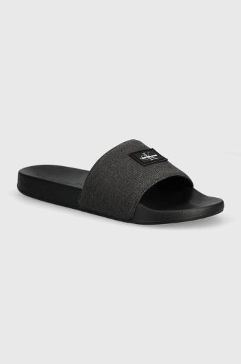 Pantofle Calvin Klein Jeans SLIDE WASHED DIFF pánské, černá barva, YM0YM00949