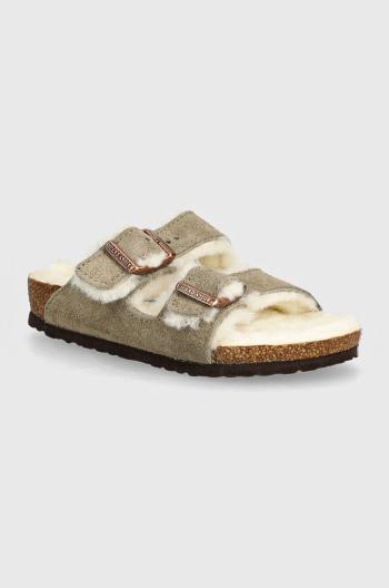 Dětské semišové pantofle Birkenstock Arizona Shearling béžová barva, 1028689