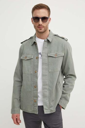 Džínová bunda Pepe Jeans EATON COLOUR FIELD JACKET pánská, zelená barva, přechodná, PM403000