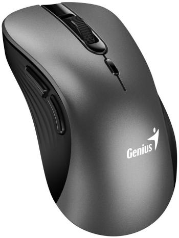 Genius Ergo 8100S Myš, bezdrátová, ergonomická, optická, 1600DPI, 6 tlačítek, USB, kovově šedá