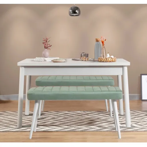 Jídelní set se stolem a lavicí (3 kusy) Costa 0400 - White, Green