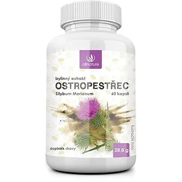 Allnature Ostropestřec bylinný extrakt 60 kapslí (8595674628688)