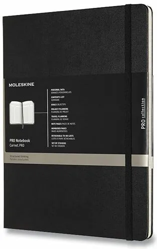 Zápisník Moleskine Professional - tvrdé desky, XL - černý