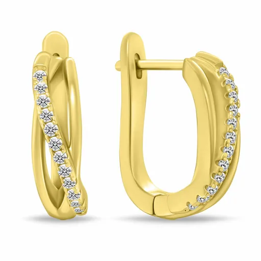 Brilio Silver Elegantní pozlacené oválné náušnice se zirkony EA1093Y