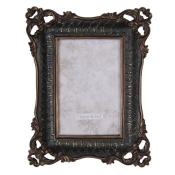 Černý fotorámeček s bronzovými ornamenty - 18*3*23 cm / 10*15 cm 2F0665