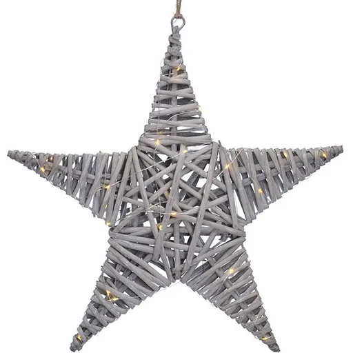 LED ratanová hvězda, 40 x LED, 2 x AA, 40 cm