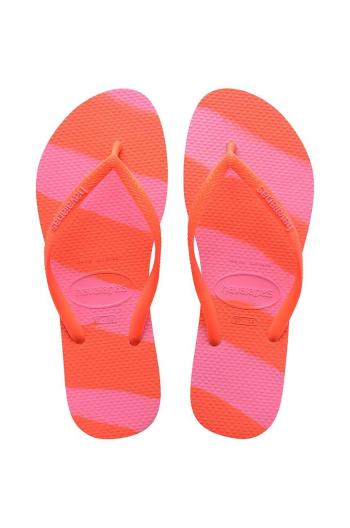 Žabky Havaianas SLIM COLOR FUN dámské, oranžová barva, na plochém podpatku, 4149323.5572