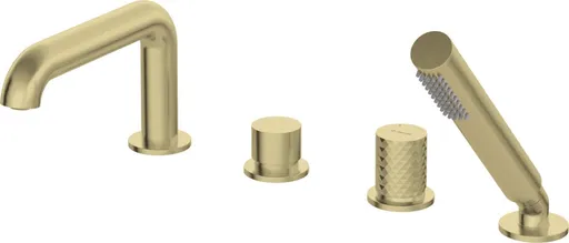 DEANTE Silia Hexa kartáčované zlato Vanová baterie, 4-dílná, se sprchovým setem BHS_R14M