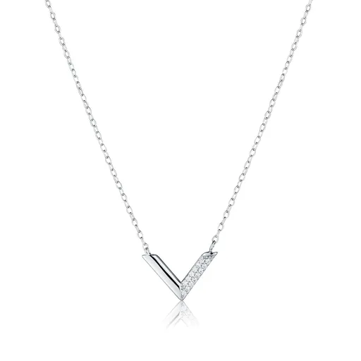 JVD Moderní stříbrný náhrdelník se zirkony SVLN0626X61BI45