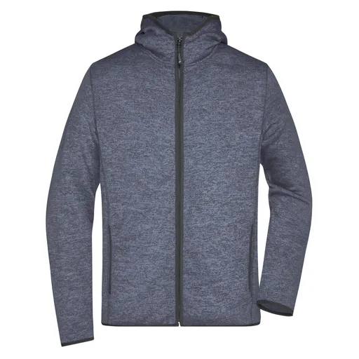 James & Nicholson (Daiber) Pánská mikina s kapucí na zip JN589 - Džínový melír / černá | L