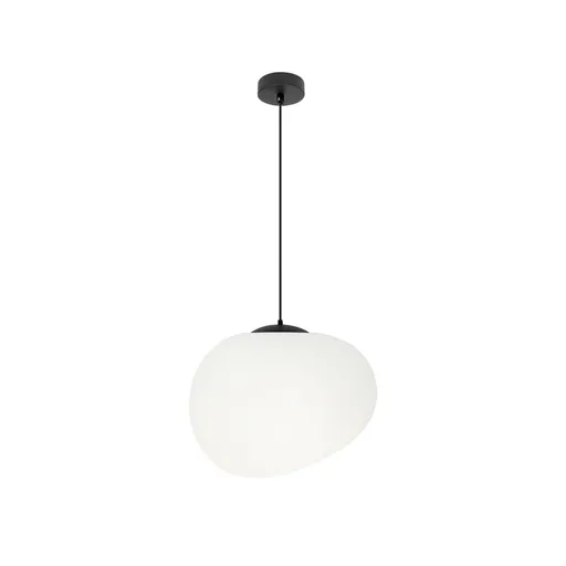 Závěsná lampa STONES 25 cm v japonském stylu - s bílým stínidlem inspirovaným kamenem - minimalistické stropní osvětlení do obývacího pokoje E27