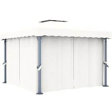 Altán se závěsy 3 x 3 m krémově bílý hliník (3053377)