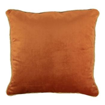 Oranžový sametový polštář obšitý krouceným zlatým provázkem Velvet - 45*10*45cm DCFGKSOR