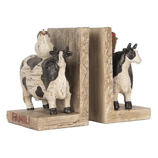 2ks zarážka na knihy zdobená krávami Famili - 17*10*14 cm Clayre & Eef
