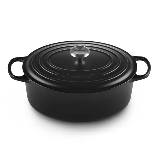Kastrol SIGNATURE 31 cm, 6,3 l, oválný, SATIN BLACK, litina, Le Creuset