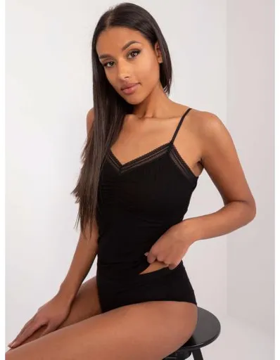 Dámský top s krajkovým lemem černý