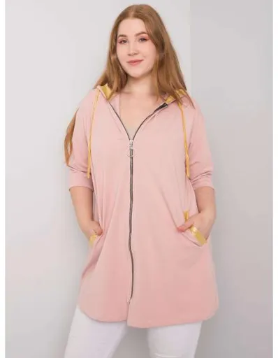 Dámská mikina na zip plus size LOUNES růžová
