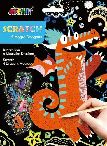 Škrabací obrázky 4 ks - Drak