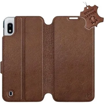 Flip pouzdro na mobil Samsung Galaxy A10 - Hnědé - kožené -  Brown Leather (5903226879731)