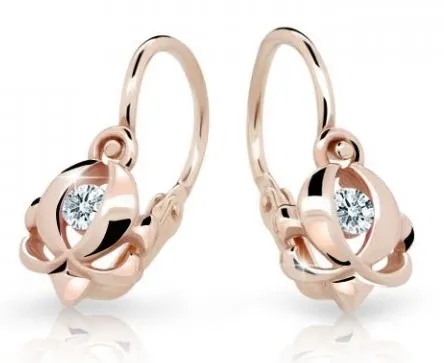 Cutie Jewellery Dětské náušnice z růžového zlata C2218-10-X-4 bílá