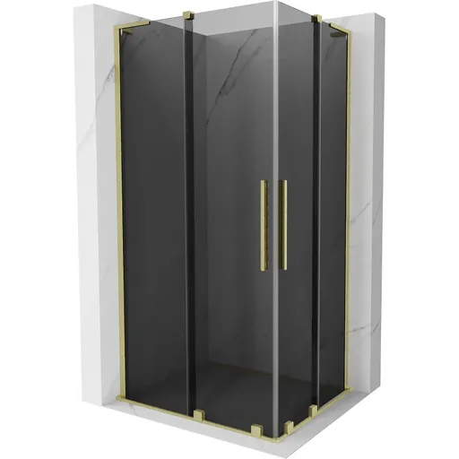 MEXEN/S Velar L Duo sprchový kout, posuvné dveře 100 x 90, grafit, zlato kartáčovaná 871-100-090-02-43-55