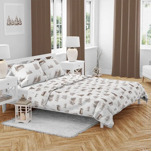 Vánoční bavlněné povlečení Zimní krajina, 140 x 200 cm, 70 x 90 cm