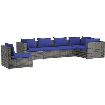 6dílná zahradní sedací souprava s poduškami polyratan šedá, 3102326 (3102326)