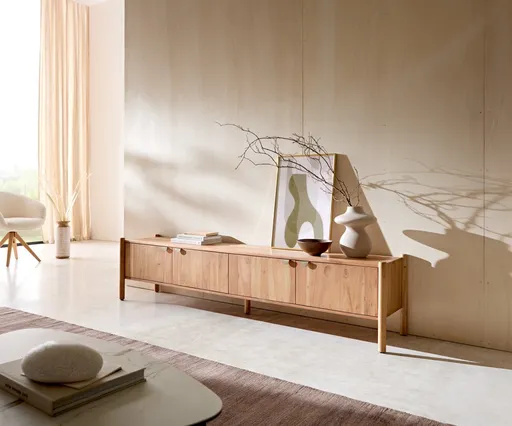 TV stolek Caius 200 cm akácie Aura 4 dvířka