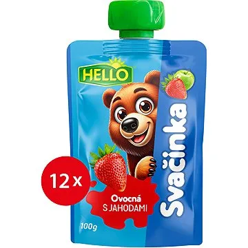 HELLO ovocná kapsička s jahodami 12× 100 g (8590014639133)