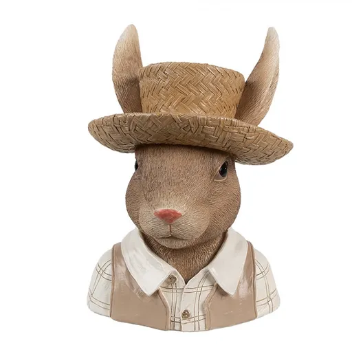 Dekorace králík ve slamáku - 15*15*25 cm 6PR5125