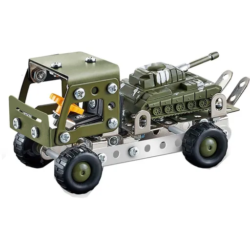 Alltoys Kovová stavebnice vojenské auto s tankem 133 dílků