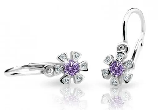 Cutie Jewellery Dětské náušnice z bílého zlata C2156-10-X-2 fialová