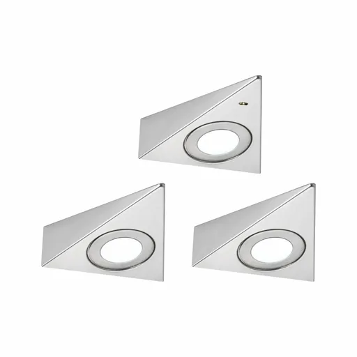 PAULMANN LED podskříňkové svítidlo Trias čidlo přiblížení 3ks sada 3x2,7W 135x132mm 230/12V kov kartáčovaný 4000K