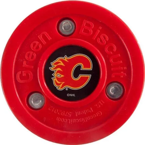 Green Biscuit CALGARY FLAMES NHL Puk, červená, velikost