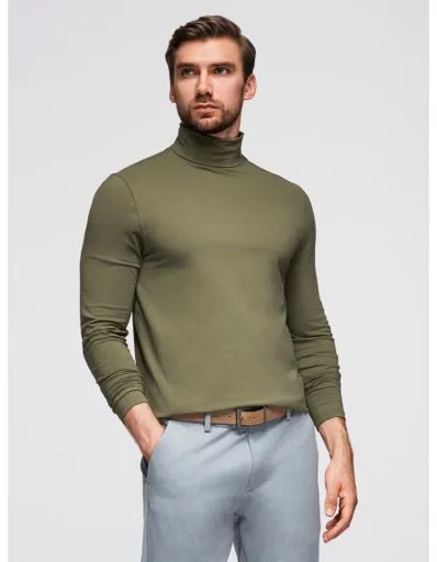 Pánský svetr s rolákem a dlouhým rukávem – tmavě olivový V4 OM-LSCL-0130