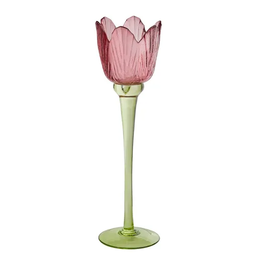TULIP Svícen na čajovou svíčku 28 cm  - červená