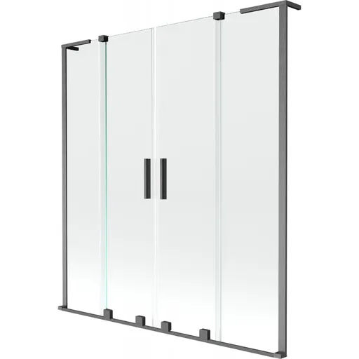 MEXEN/S Velar L Duo dvoukřídlá posuvná vanová zástěna 150 x 150, transparent, grafit kartáčovaná 896-150-003-02-66