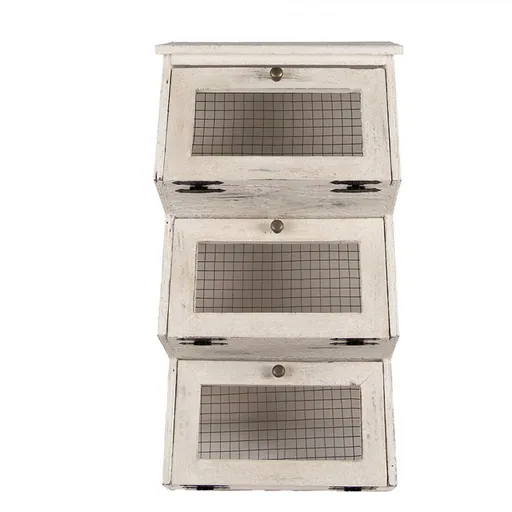 Bílá antik nástěnná polička s drátěnými dvířky Gippo - 33*25*61 cm Clayre & Eef