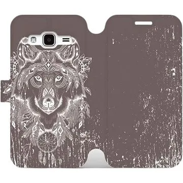 Flipové pouzdro na mobil Samsung Galaxy J3 2016 - V064P Vlk a lapač snů (5903226122721)