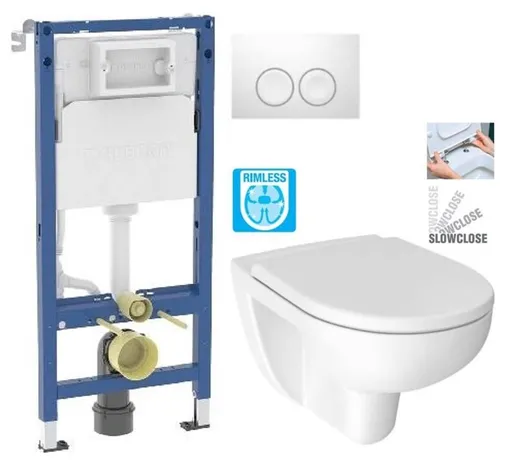 GEBERIT DuofixBasic s bílým tlačítkem DELTA21 + WC JIKA LYRA PLUS RIMLESS + SEDÁTKO DURAPLAST SLOWCLOSE 458.103.00.2 21BI LY2